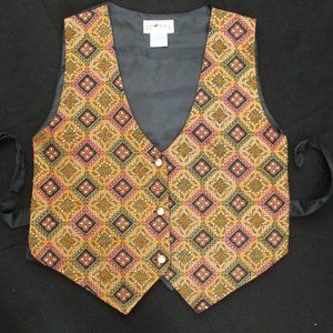 PATTERN Geometric BEADED Vest Gold Purple Green